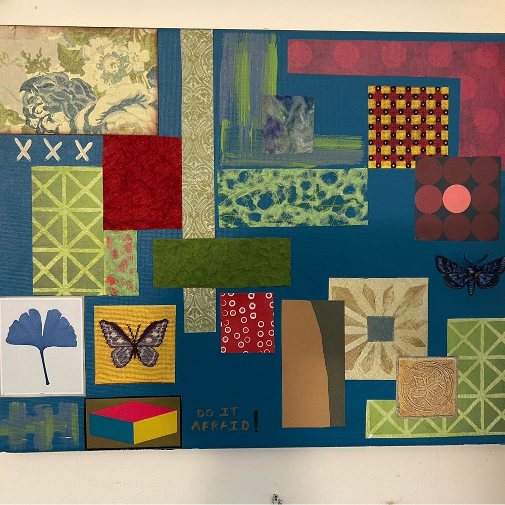 Colorful Abstract Collage Titled “Do It Afraid”